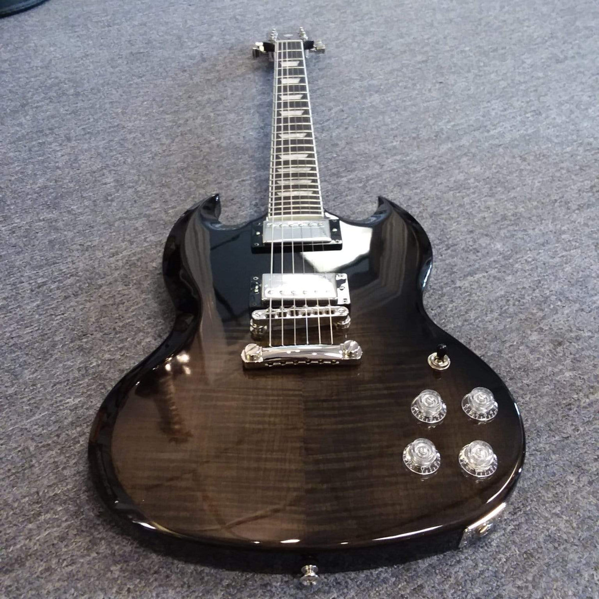 Epiphone SG Modern Figured Trans Black Fade Guitars on Main