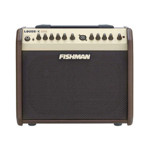 Close-up of Fishman Loudbox Mini Bluetooth - 60 watts DEMO, showcasing guitar amplifier controls and speaker.