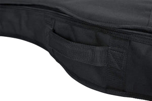 Close-up of the Gator Acoustic Bass Guitar Gig Bag, showcasing its rugged nylon exterior and heavy-duty side zipper.