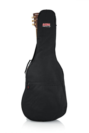 Gator Economy Gig Bag for Dreadnought Guitars with logo, heavy-duty zipper, and exterior pocket for accessories.