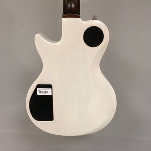 Godin Summit Classic HT Trans White Open Box electric guitar with black dots, semi-gloss finish, and chambered body.