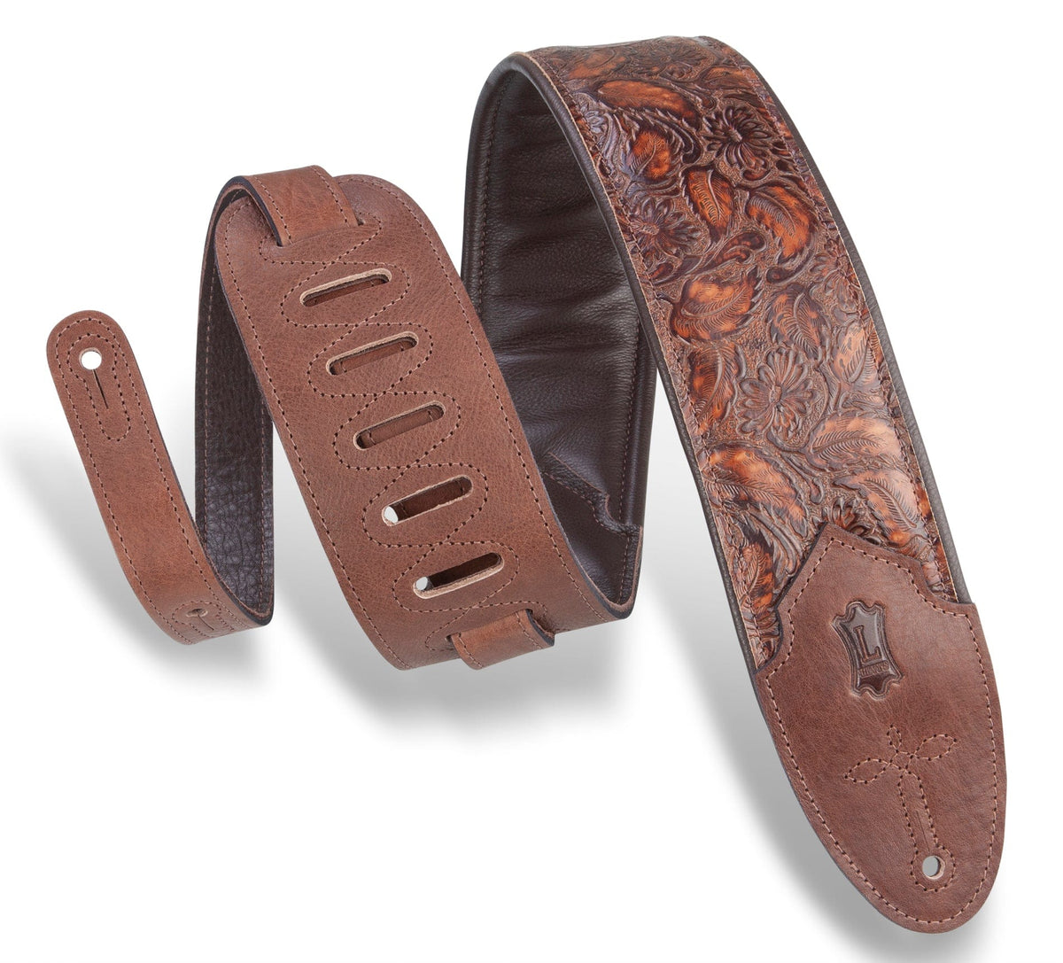 Levy&#39;s M4WP-006 3-inch Wide Embossed Leather Guitar Strap...