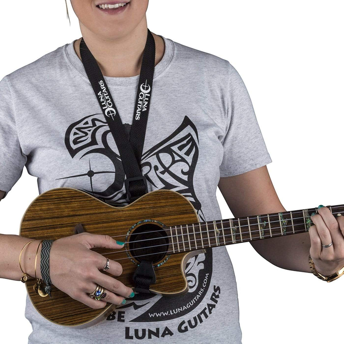 Luna Ukulele Strap Black Guitars on Main