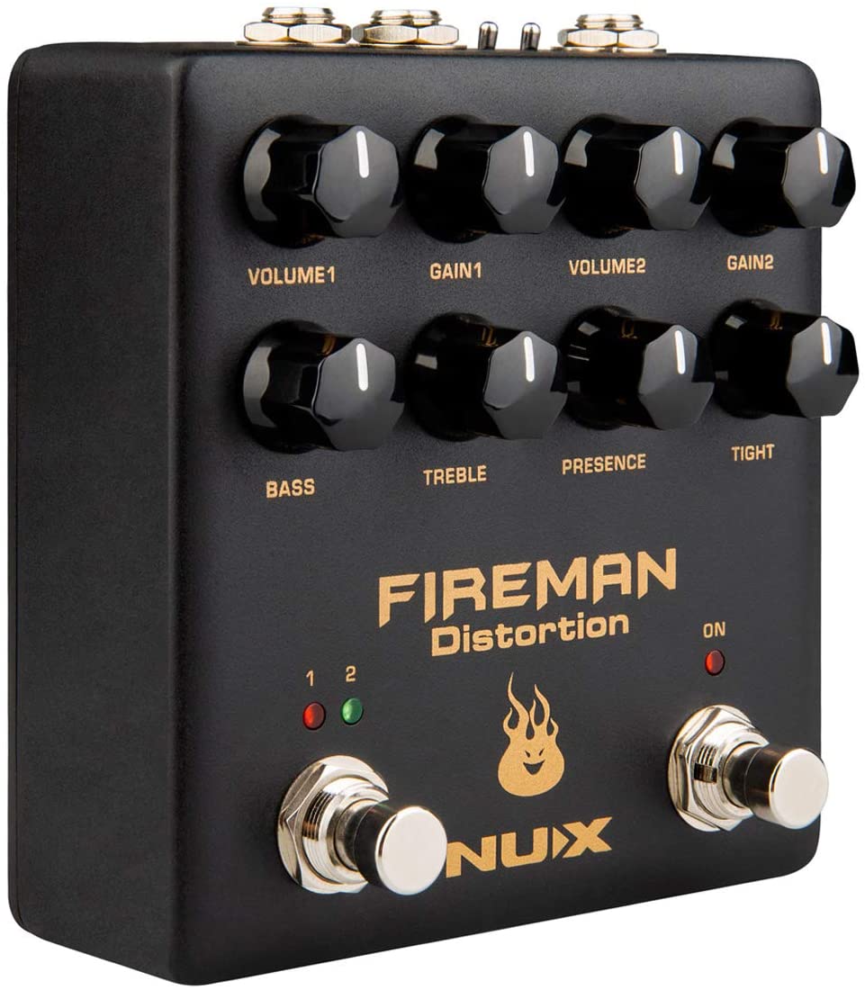 NUX Fireman Distortion Effect Pedal Dual Channel Brown...