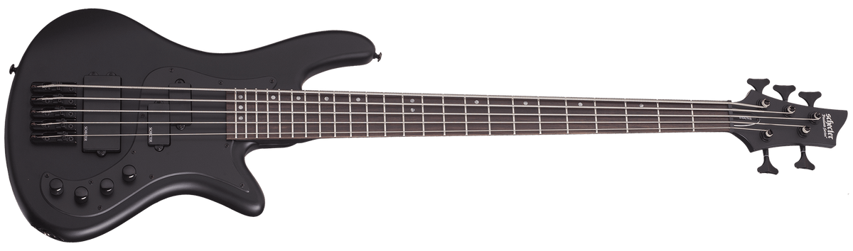 Schecter Stiletto Stealth - 5 Satin Black Guitars on Main