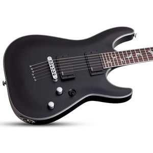 Damien Platinum-6 electric guitar with premium mahogany body, EMG pickups, and satin black finish, designed for superior playability and powerful performance.