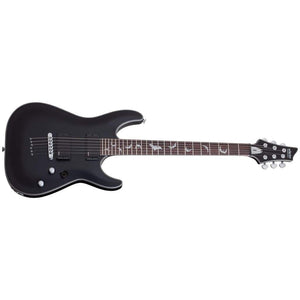 Damien Platinum-6 electric guitar with white markings, showcasing premium construction and EMG pickups. Ideal for rock and metal genres.