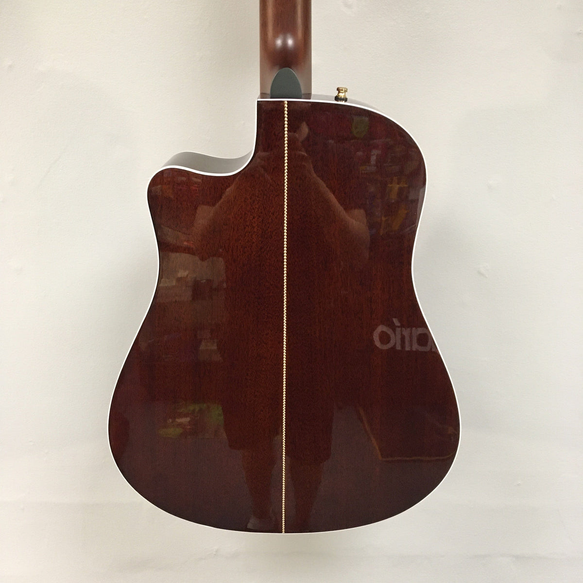 Close-up of the Seagull Artist Peppino Signature Acoustic Guitar, highlighting its solid spruce top, mahogany body, and Richlite fretboard.