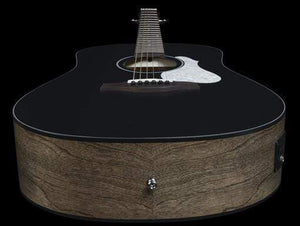 Seagull S6 Classic A/E Black guitar, featuring a semi-gloss black top and blackwashed sides, highlighted for its acoustic and amplified sound quality.