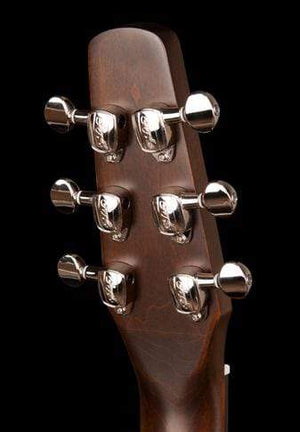 Close-up of the Seagull S6 Original Acoustic Guitar's head, showcasing its high-quality construction and precise craftsmanship.